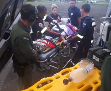 Em apenas quatro minutos, BPMOA faz remoção aérea de mulher vítima de AVC em Pontal do Paraná para o Hospital Regional de Paranaguá