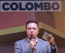 O governador Carlos Massa Ratinho Jr inaugura Nova Sede dos Bombeiros em Colombo. Com a palavra o prefeito de Colombo, Helder Lazarotto
