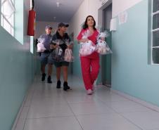 Pacientes do Litoral recebem travesseiros infantis feitos em unidade prisional