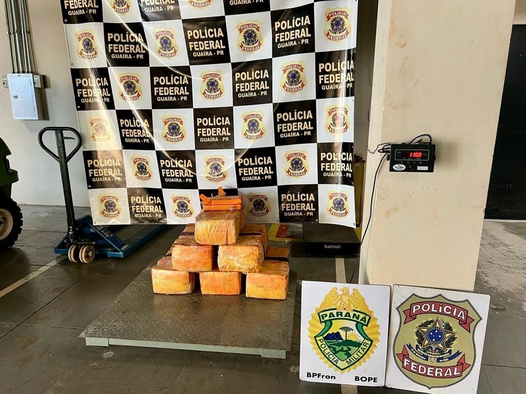 Policiais militares do Batalhão de Fronteira apreendem 110 kg de maconha em Guaíra