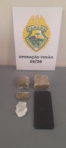 PMPR detém suspeito de tráfico de drogas em Guaratuba durante Verão Maior Paraná 