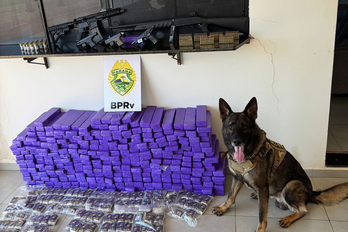 PMPR apreende 210 quilos de drogas, fuzil e quatro armas em abordagem em Iporã