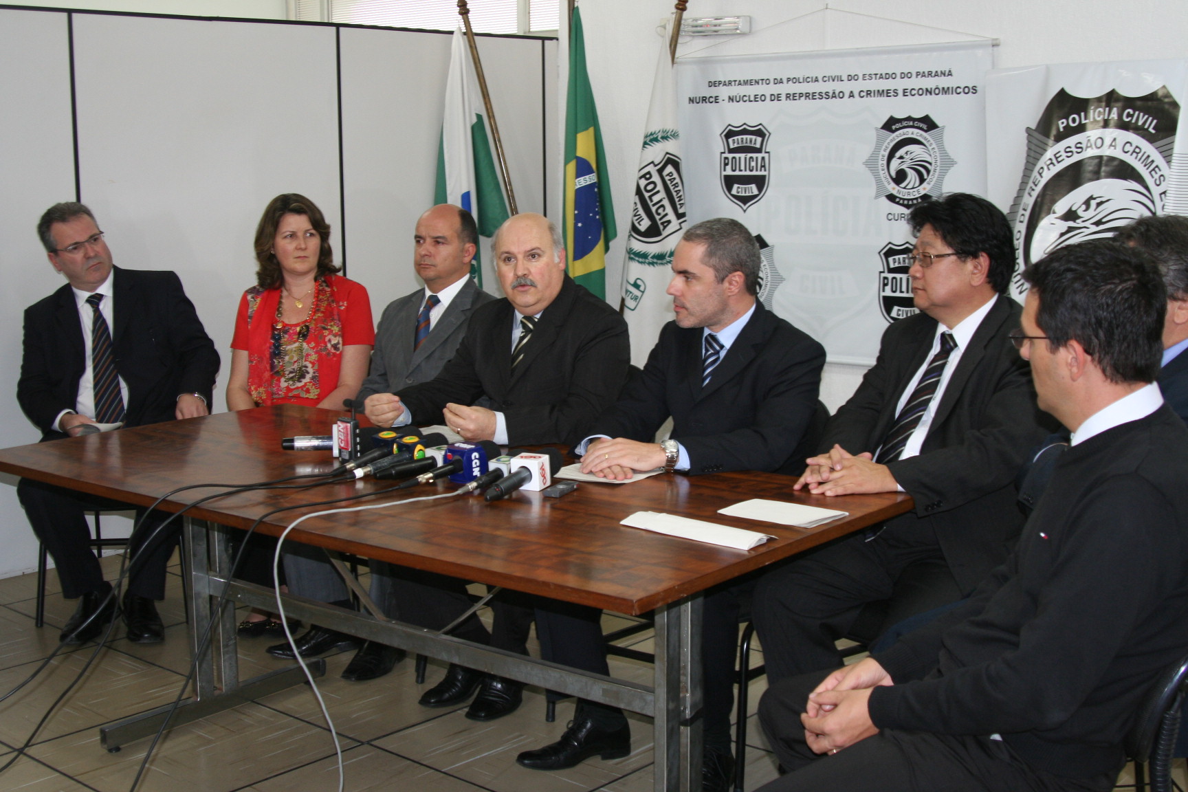 Delegado Jairo Estorilio, Promotora Cristina Corso Ruaro, Cleyton Maranhão, Ciro Expedito MP,Delegado Geral Marcus Vinicius Michelotto, Delegado Itiro Hashitani Delegado Marco Antonio Lagana, Promotor Maximiliano Deliberador