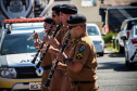 Banda de Música da PMPR faz apresentação para policiais que trabalham no administrativo no Quartel do Comando-Geral