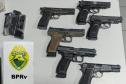 PMPR apreende seis pistolas em ônibus em operação de combate ao tráfico de armas em Piraí do Sul