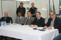 Delegado Luís Fernando Artigas Júnior, delegado Marcelo Lemos, diretor Instituto de Identificação - Newton Tadeu Rocha, delegado-geral da Polícia Civil Marcus Vinicius Michelotto, Diretor do IML Porcídio Vilani.