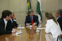 Leonardo Laux, assessor parlamentar da SESP; o deputado estadual Waldyr Pugliesi; Secretário Reinaldo de Almeida Cesar;  o prefeito de Rolândia, Johnny Lehmann; e a vice prefeita de Rolândia, Sabine Giesen.