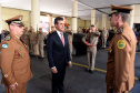 Governador Beto Richa acompanhado pelo Presidente da Assembleia Legislativa, Deputado Ademar Traiano, Comandante Geral da Polícia Militar, Coronel Mauricio Tortato, Comandante do Corpo de Bombeiros, Coronel Juceli Simiano Júnior, General de Brigada Flávio Marcus Lancia Barbosa, Capitão de Mar e Guerra, Renato Pericin Rodrigues da Silva, Coronel Aviador José Vagner Vital, Coronel QOPM Carlos Alberto Buhrer Moreira, Coronel QOBM Fábio Mariano de Oliveira, Coronel RR Goro Yassumoto e demais autoridades,