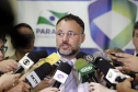 Secretário da Segurança Pública, Wagner Mesquita, durante coletiva de imprensa sobre a morte do estudante na Escola Estadual Santa Felicidade.Curitiba, 24/10/2016.Foto: Arnaldo Alves/ANPr