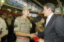 Governador Beto Richa acompanhado pelo secretário de segurança pública, Wagner Mesquita e demais autoridades, participa da formatura da turma do curso de formação de soldados PM/BM 2016/2017.Londrina, 10/01/2017Foto: Júlio Cesar Souza / ANPr