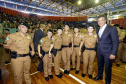 Governador Beto Richa acompanhado pelo secretário de segurança pública, Wagner Mesquita e demais autoridades, participa da formatura da turma do curso de formação de soldados PM/BM 2016/2017.Londrina, 10/01/2017Foto: Júlio Cesar Souza / ANPr
