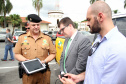 Projeto piloto inédito busca implantar reconhecimento biométrico com tecnologia embarcada nas viaturas da PM do Paraná até o final do ano que vem.Matinhos, 27/12/2017Foto: Sd André Gonçalves