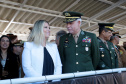 A governadora Cida Borghetti presidiu nesta quarta-feira (11) a solenidade em que a coronel Audilene Rosa de Paula Dias Rocha assumiu o comando-geral da Polícia Militar do Paraná. Ela substitui ao coronel Maurício Tortato e é a primeira mulher a assumir essa função. A solenidade aconteceu na Academia Policial Militar do Guatupê, em São José dos Pinhais. Curitiba.11/04/2018 Foto:Jaelson Lucas / ANPr
