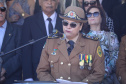 A governadora Cida Borghetti presidiu nesta quarta-feira (11) a solenidade em que a coronel Audilene Rosa de Paula Dias Rocha assumiu o comando-geral da Polícia Militar do Paraná. Ela substitui ao coronel Maurício Tortato e é a primeira mulher a assumir essa função. A solenidade aconteceu na Academia Policial Militar do Guatupê, em São José dos Pinhais. Curitiba.11/04/2018  Foto: José Fernando Ogura/SEAE