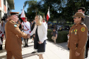 A governadora Cida Borghetti presidiu nesta quarta-feira (11) a solenidade em que a coronel Audilene Rosa de Paula Dias Rocha assumiu o comando-geral da Polícia Militar do Paraná. Ela substitui ao coronel Maurício Tortato e é a primeira mulher a assumir essa função. A solenidade aconteceu na Academia Policial Militar do Guatupê, em São José dos Pinhais. Curitiba.11/04/2018 Foto:Jaelson Lucas / ANPr
