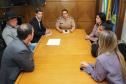 Curitiba, 16 de maio de 2018. Comandante recebe prefeito e vereadores em seu gabinete