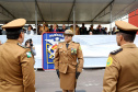 A governadora Cida Borghetti presidiu nesta sexta-feira (19) a solenidade de passagem de comando do Corpo de Bombeiros do Paraná. O coronel Edmilson Barros é o novo comandante. Na corporação desde 1986, Barros era o subcomandante e assume no lugar do coronel Fábio Mariano de Oliveira. - Curitiba, 19/10/2018.  -  Foto: Jaelson Lucas/ANPr