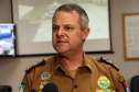 A Polícia Militar registrou 76 ocorrências de crimes eleitorais em todo o Paraná, encaminhou 20 pessoas e lavrou 14 Termos Circunstanciados durante o segundo turno das eleições de 2018. A operação começou sábado (27) e o número de registro foi feito até as 21 horas de domingo. Na foto, o chefe do Estado-Maior da PM, coronel Antônio Zanatta Neto.   _ Curitibaq, 28/10/2018 - Foto: Solado Amanda Morais