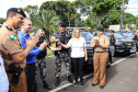 Governadora Cida Borghetti entrega viaturas para 9ª Companhia da Polícia Militar em Maringá, junto com a Comandante-geral da Policia Militar do Paraná, a coronel Audilene Dias Rocha.  -  Maringá, 30/11/2018Foto: Rogério Machado/SECS