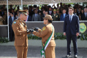 Governador Carlos Massa Ratinho Júnior participa da cerimônia de troca de comando da Polícia Militar do Paraná. O novo camandante-geral é o coronel Péricles de Matos. Ele substitui no cargo a coronel Audilene Dias Rocha.  -  Curitiba, 08/01/2019  -  Foto: José Fernando Ogura/ANPr