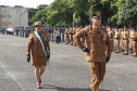 Governador Carlos Massa Ratinho Júnior participa da cerimônia de troca de comando da Polícia Militar do Paraná. O novo camandante-geral é o coronel Péricles de Matos. Ele substitui no cargo a coronel Audilene Dias Rocha.  -  Curitiba, 08/01/2019  -  Foto: Rodrigo Félix Leal