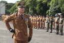 Governador Carlos Massa Ratinho Júnior participa da cerimônia de troca de comando da Polícia Militar do Paraná. O novo camandante-geral é o coronel Péricles de Matos. Ele substitui no cargo a coronel Audilene Dias Rocha.  -  Curitiba, 08/01/2019  -  Foto: Rodrigo Félix Leal