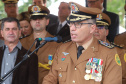Governador Carlos Massa Ratinho Júnior participa da cerimônia de troca de comando da Polícia Militar do Paraná. O novo camandante-geral é o coronel Péricles de Matos. Ele substitui no cargo a coronel Audilene Dias Rocha.  -  Curitiba, 08/01/2019  -  Foto: Rodrigo Félix Leal