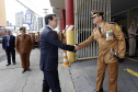 O governador Carlos Massa Ratinho Junior participa da solenidade de troca de comando do Corpo de Bombeiros do Paraná. O coronel Samuel Prestes assume o comando, em substituição ao coronel Antônio Carlos de Morais, que ocupava interinamente o cargo.  -  Curitiba, 21/01/2019  -  Foto: Arnaldo Alves/ANPr