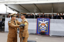 O governador Carlos Massa Ratinho Junior participa da solenidade de troca de comando do Corpo de Bombeiros do Paraná. O coronel Samuel Prestes assume o comando, em substituição ao coronel Antônio Carlos de Morais, que ocupava interinamente o cargo.  -  Curitiba, 21/01/2019  -  Foto: Arnaldo Alves/ANPr