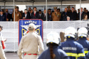 O governador Carlos Massa Ratinho Junior participa da solenidade de troca de comando do Corpo de Bombeiros do Paraná. O coronel Samuel Prestes assume o comando, em substituição ao coronel Antônio Carlos de Morais, que ocupava interinamente o cargo.  -  Curitiba, 21/01/2019  -  Foto: Arnaldo Alves/ANPr