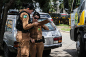 Policiais Militares em ocorrência nesta sexta-feira (8) Dia Internacional da Mulher no centro de Curitiba.   Curitiba, 08/03/2019 -  Foto: Geraldo Bubniak/ANPr