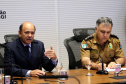 Governador Carlos Massa Ratinho Jr acompanha o balanço da operação verão junto com o secretário de segurança general Luiz Felipe Carbonell.Foto de Gilson Abreu/ANPr14.03.2019