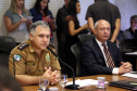 Governador Carlos Massa Ratinho Jr acompanha o balanço da operação verão junto com o secretário de segurança general Luiz Felipe Carbonell.Foto de Gilson Abreu/ANPr14.03.2019