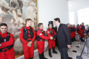 O governador Carlos Massa Ratinho Junior homenageou, nesta segunda-feira (1/4) bombeiros do Estado e profissionais de outras áreas enviados pelo Paraná para apoio aos trabalhos em Brumadinho (MG), após o rompimento da barragem da Mina do Feijão. Curitiba, 01-04-19.Foto: Arnaldo Alves / ANPr.