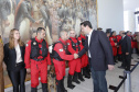 O governador Carlos Massa Ratinho Junior homenageou, nesta segunda-feira (1/4) bombeiros do Estado e profissionais de outras áreas enviados pelo Paraná para apoio aos trabalhos em Brumadinho (MG), após o rompimento da barragem da Mina do Feijão. Curitiba, 01-04-19.Foto: Arnaldo Alves / ANPr.