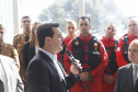 O governador Carlos Massa Ratinho Junior homenageou, nesta segunda-feira (1/4) bombeiros do Estado e profissionais de outras áreas enviados pelo Paraná para apoio aos trabalhos em Brumadinho (MG), após o rompimento da barragem da Mina do Feijão. Curitiba, 01-04-19.Foto: Arnaldo Alves / ANPr.