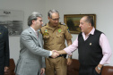 Secretário da Segurança Pública, Reinaldo de Almeida César, comandante-geral da Polícia Militar, coronel Marcos Teodoro Scheremeta e o delegado Clóvis Galvão Gomes, da Delegacia Móvel de Atendimento a Futebol e Eventos.
