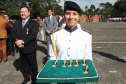 São Jose dos Pinhais, 20 de Maio de 2019. Dia do Patrono da PMPR. Entrega de Medalha Cel Sarmento por uma aluna do Colegio da policia Militar.