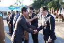 O governador Carlos Massa Ratinho Junior e o presidente em exercício Hamilton Mourão receberam nesta sexta-feira (28) a medalha Heróis da Cavalaria, da Polícia Montada Coronel Dulcídio. A condecoração foi entregue na cerimônia, em Curitiba, que comemora os 140 anos do regimento, que é a unidade mais antiga da Polícia Militar do Paraná.  -  Curitiba, 28/06/2019  -  Foto: José Fernando Ogura/ANPr