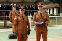 Colombo, 09 de julho de 2019. Passagem de Comando do 22º BPM. Foto: Ten.-Cel. Luiz Marcelo Mazieiro Jakiemiv, Comandante substituto, recebe a insignia de Comandante do 22º BPM.