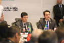 O governador Carlos Massa Ratinho Junior e o ministro da Justiça Sergio Moro, participaram da Encontro do Conselho Nacional de Secretários de Estado da Justiça, Cidadania, Direitos Humanos e Administração Penitenciária, que realiza-se no Palácio Iguaçu. Participaram: os secretários: de Segurança Pública, cel. Romulo Marinho Soares; entre outros.Curitiba, 04-10-19.Foto: Arnaldo Alves / AEN.