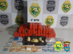  Mais de 15 quilos de drogas são apreendidos e três homens acabam presos pela PM em Paiçandu (PR) 
