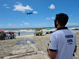 PCPR presta apoio com drones ao Corpo de Bombeiros em salvamento em Matinhos   