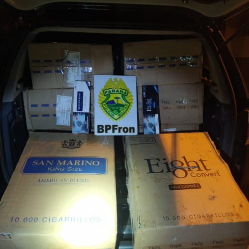 No Oeste do estado, BPFron apreende 400 pacotes de cigarros contrabandeados