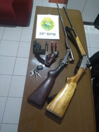 PM apreende três armas de fogo em Imbaú, nos Campos Gerais