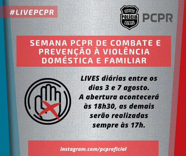 PCPR fará semana de lives contra violência doméstica e familiar