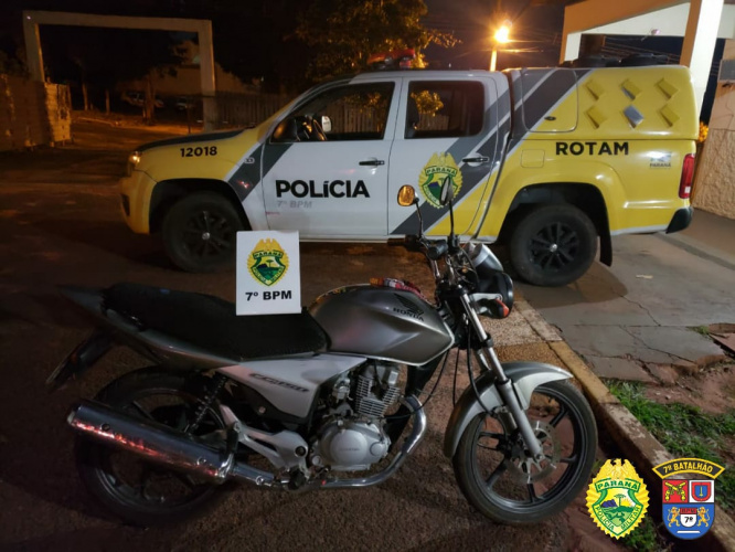 No Noroeste do estado, PM prende homem e apreende motocicleta furtada momentos após o crime