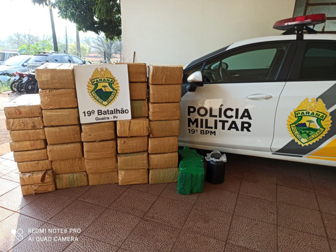Em Guaíra (PR), PM apreende mais de meia tonelada de maconha durante patrulhamento