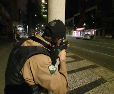  RONE simula roubo a banco no Centro de Curitiba; exercício faz parte do III Curso da unidade 