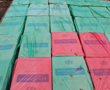  BPFron apreende embarcação carregada com 30 mil pacotes de cigarros em Foz do Iguaçu, no Oeste do estado